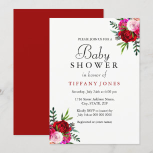 Elégante Floral Rose Baby shower Invitation