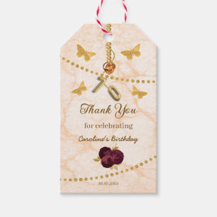 Elegante Floral Rose Orange Butterflies Vielen Dan Geschenkanhänger