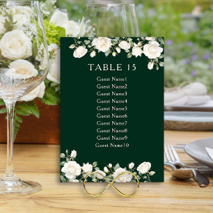 Elegante Floral-Rosen-Dunkelgrüne-Tisch-Sitzordnun