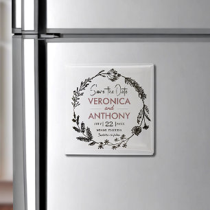 Elegante Floral Save the Date Magnet