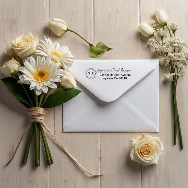 Elegante Floral Simple Wedding Rücksendeadresse Permastempel (Von Creator hochgeladen)