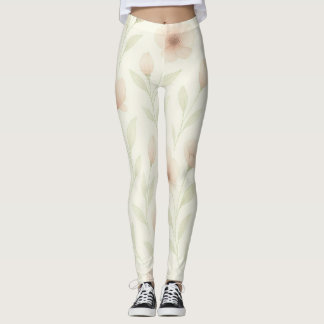 Elegante Floral-Wasserfarben-Leggings für Frauen  Leggings