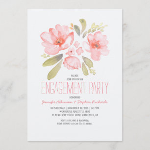 Elegante Floral Watercolor Engagement Party Einladung