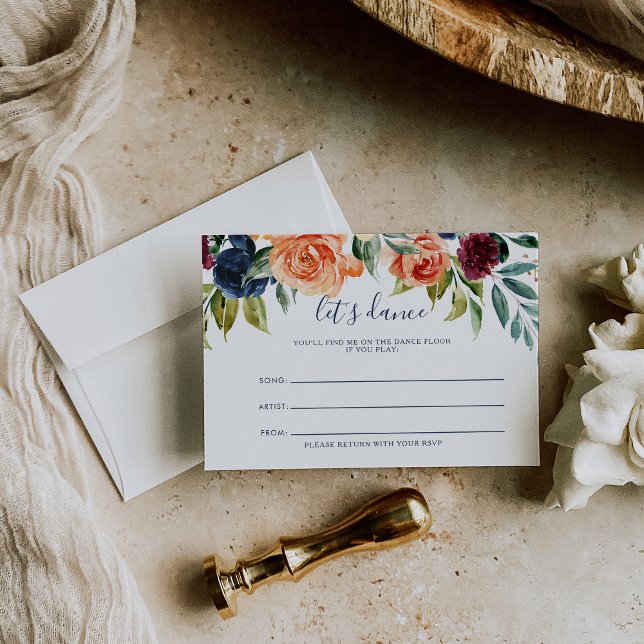 Elegante Floral Wedding Song Request Card RSVP Karte (Von Creator hochgeladen)