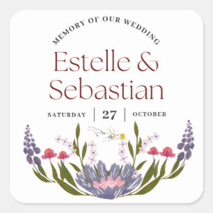 Elegante floral Wedding Souvenir Sticker