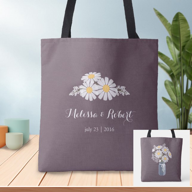 Elegante Floral White Daisies Gastgeschenk Hochzei Tasche (Von Creator hochgeladen)
