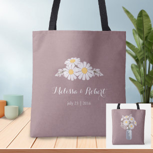 Elegante Floral White Daisies Gastgeschenk Hochzei Tasche