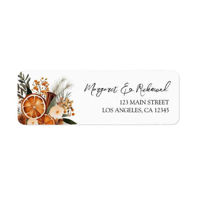 Elegante Floral Winter Wedding Address Labels (Vorne)