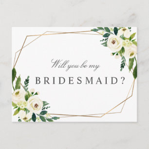 elegante floral wirst du meine brautjungfer karte 