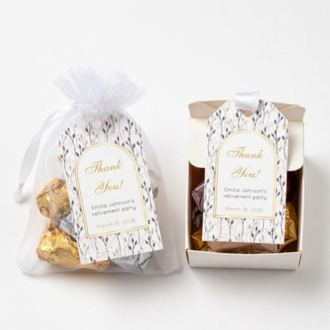 Elegante Floralbogen-Ruhestandsfeier Geschenkanhänger (Von Creator hochgeladen)