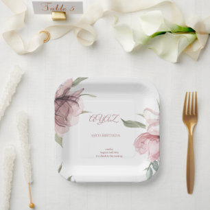 Elegante Florale 18. Geburtstagseinladungskarte Pappteller