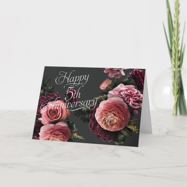 Elegante florale-5. Hochzeitskarte Karte (Vorderseite)