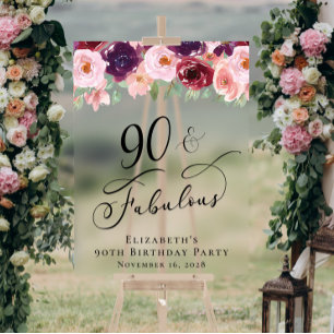 Elegante florale 90. Geburtstagsparty Willkommen K Acrylschild