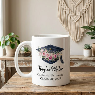 Elegante Florale Abschlussmütze Krankenschwester A Kaffeetasse
