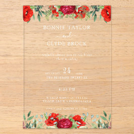 Elegante florale Akryllische Hochzeitssuite Acryleinladungen
