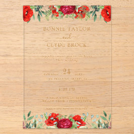 Elegante florale Akryllische Hochzeitssuite Acryleinladungen