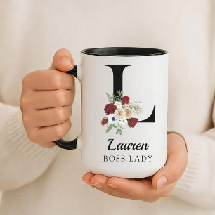 Elegante Florale Anfangsbuchstaben Tasse als indiv