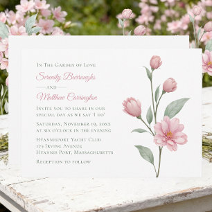 Elegante Florale Aquarell-Rosa-Salbei-Gartenhochze Einladung