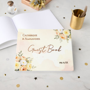 Elegante Florale Aquarell-Rosen Hochzeit Gästebuch