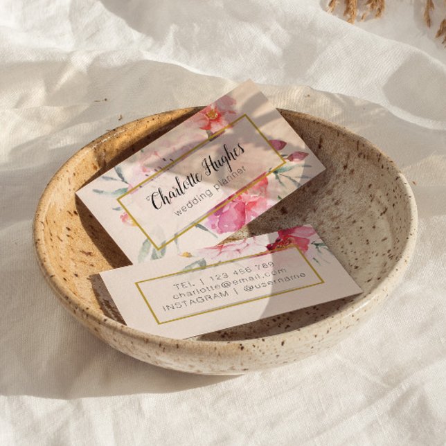 Elegante florale Aquarellkarte Visitenkarte (Von Creator hochgeladen)