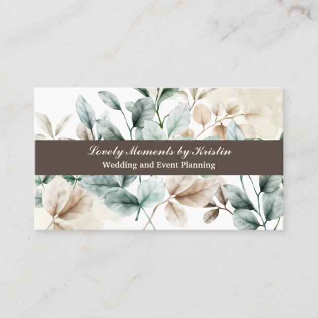 Elegante florale Aquarellkarte Visitenkarte (Vorderseite)