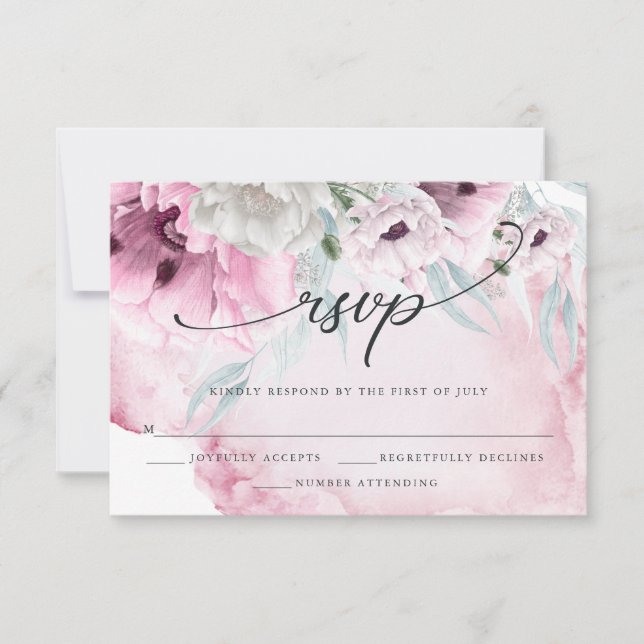 Elegante florale Aquarellpinsel RSVP-Karte RSVP Karte (Vorderseite)
