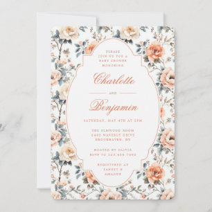 Elegante Florale Babyparty für Paare Einladung