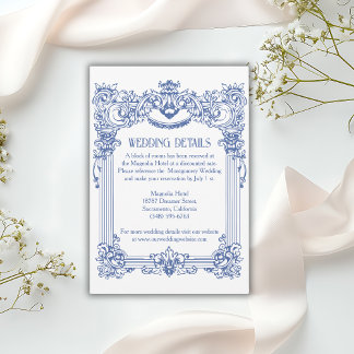 Elegante florale barocke Säulen-Hochzeitsdetails Begleitkarte