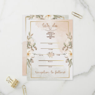 Elegante Florale Beige-Wasserfarbe Minimal Goldrah Einladungspostkarte