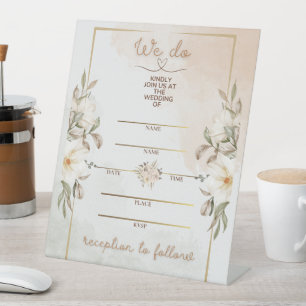 Elegante Florale Beige-Wasserfarbe Minimal Goldrah Sockelschild