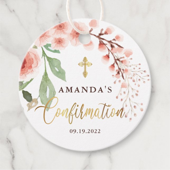 Elegante florale Bestätigung Geschenkanhänger (Vorderseite)