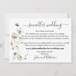 Elegante florale Blätter Kleinere Hochzeit Virtual Ankündigung