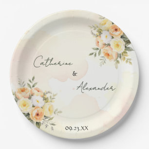 Elegante florale Boho-Rosen-Hochzeitsfeier Pappteller