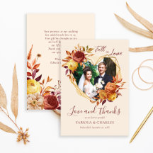 Elegante Florale Boho Verlieb dich Foto Hochzeit