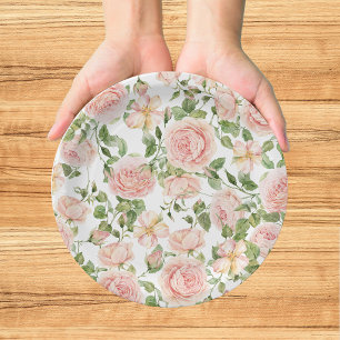 Elegante florale botanische Rose Pink Hochzeit Pappteller