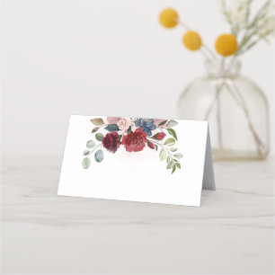Elegante florale Burgundy Watercolor Foliage Weddi Platzkarte