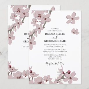 Elégante florale cerise fleurs invitation mariage