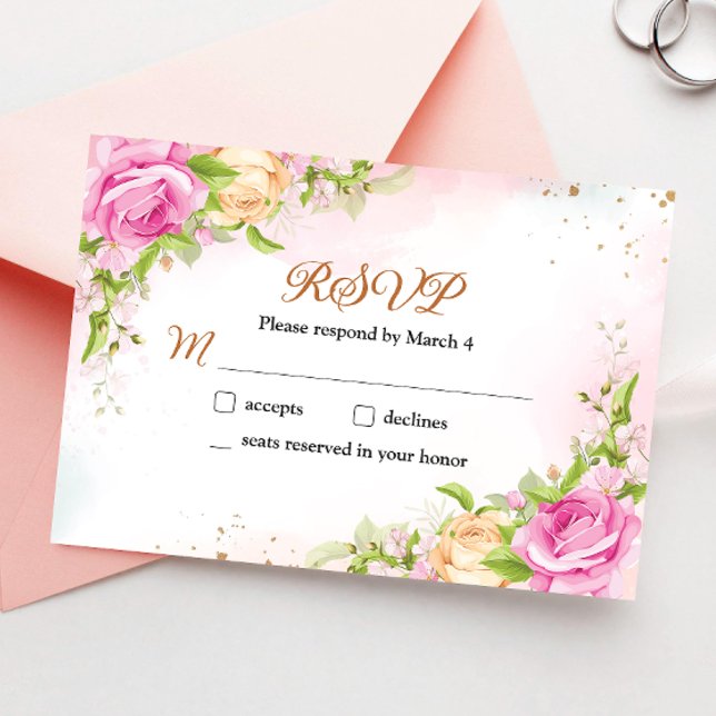 Elegante florale Chic Wedding RSVP Response Card (Von Creator hochgeladen)