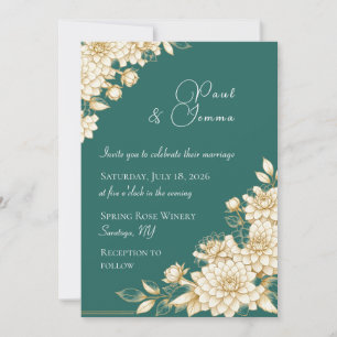 Elegante Florale-Dahlia-Hochzeitseinladung Einladung