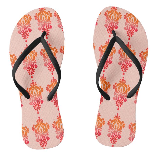 Elegante florale Damask Chic Muster Flip Flops (Fußbett)