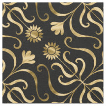 Elegante florale Damaske Schwarze Goldblume