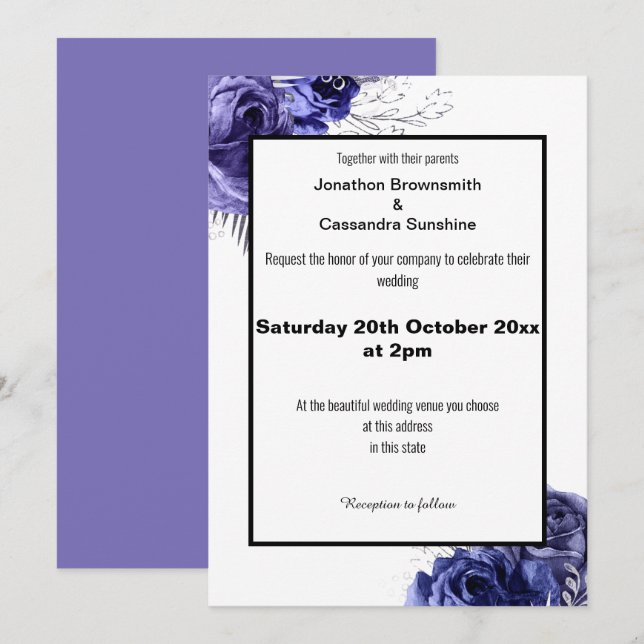 ELEGANTE FLORALE DESIGN WEDING EINLADUNG (Vorne/Hinten)