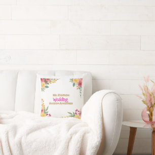 Elegante Florale Doppelnamen-Hochzeitsdusche-Einla Kissen