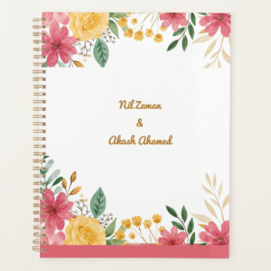 Elegante Florale Doppelnamen-Junggesellinnenabschi Planer