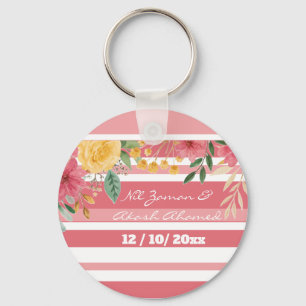 Elegante Florale Doppelnamen-Junggesellinnenabschi Schlüsselanhänger