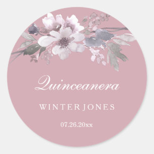 Elegante florale Dusty Pink Quinceanera Stickers