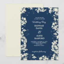 Elegante florale Edges Light Steel Blue Wedding