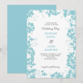 Elegante florale Edges Pale Turquoise Wedding Einladung