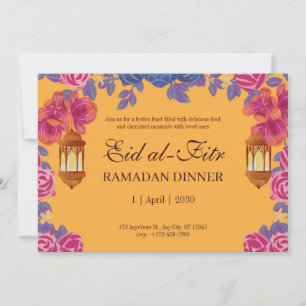 Elegante Florale Eid-al-Fitr-Einladung mit Laterne Einladung