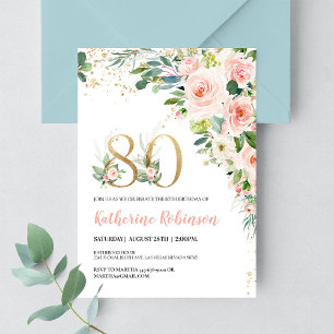 Elegante Florale Einladung zum 80. Geburtstagsbrun